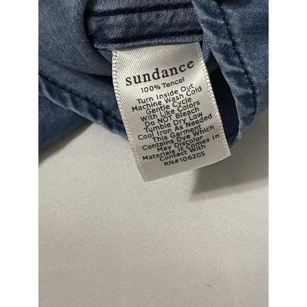 Sundance Catalog TESSA Chambray Sz Large Shirt Pearlized Button - Picture 3 of 7
